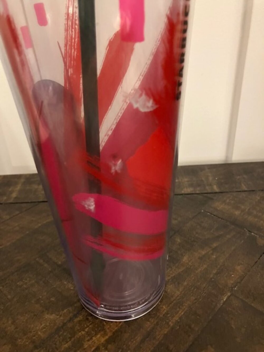 2014 Starbucks Holiday Splash Swirl Christmas Red Pink Clear Venti Tumbler 24oz - Picture 5 of 6